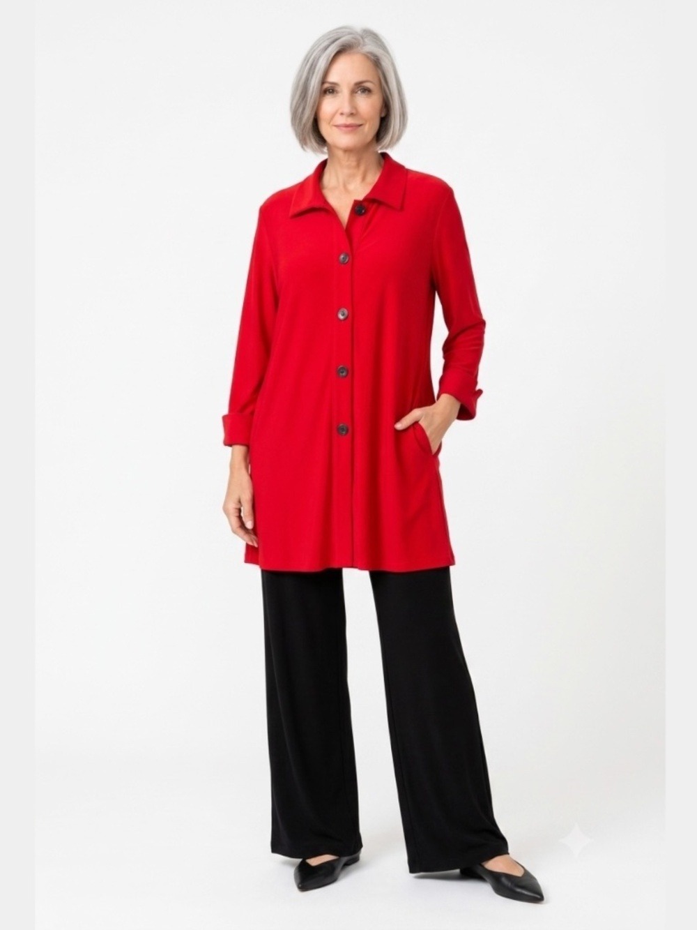 JOSEPH RIBKOFF Jersey Knit Button Front Tunic / Mini Dress Side Pockets Sz 18